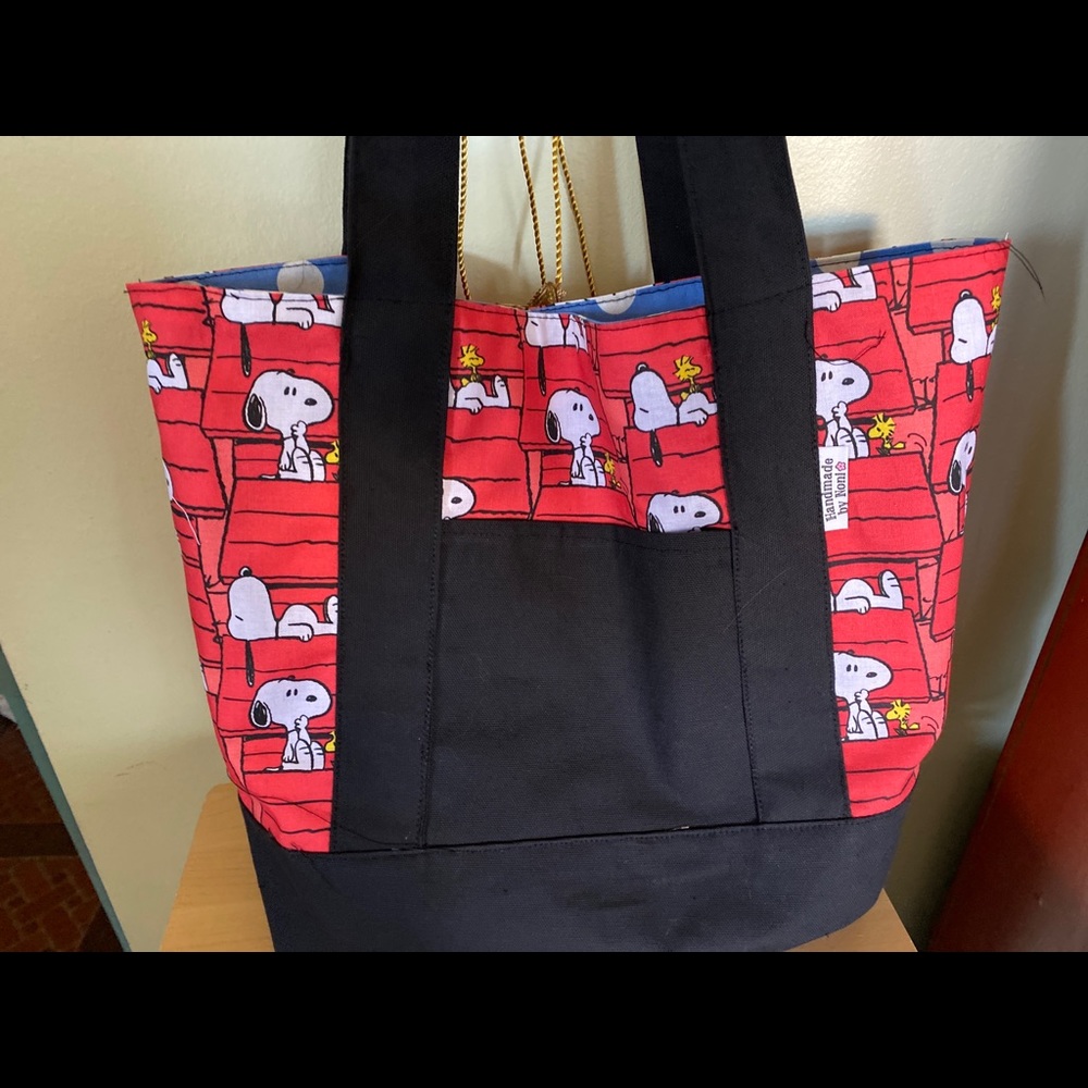 Large lined Snoopy Shoulder Tote Custom Made